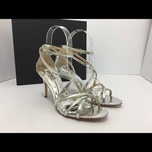 Badgley Mishka Silver Strappy Heel